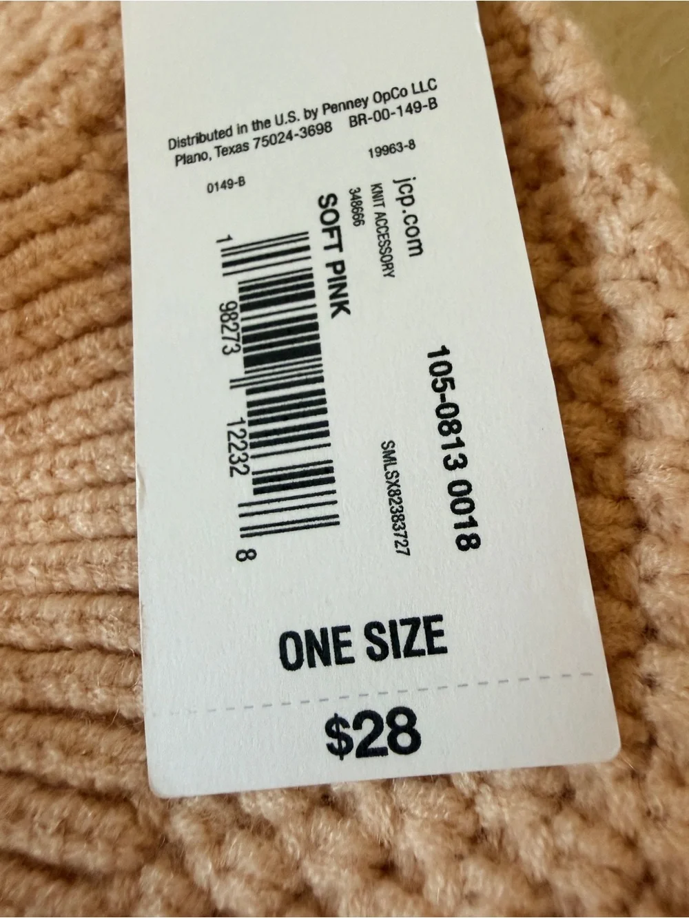NWT Liz Claiborne Knit Beret - Soft Pink